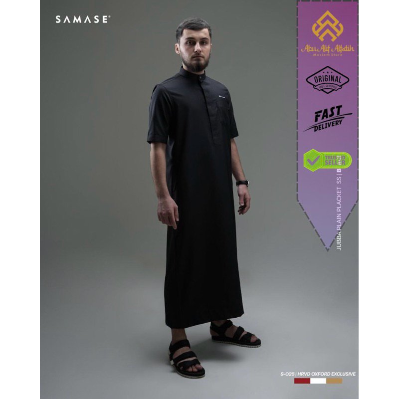 SAMASE JUBBA PLAIN PLACKET SS (GREY, SIZE XL)